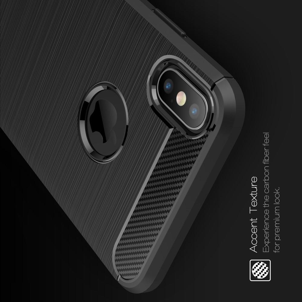 Carbon Fibre Силиконовый матовый бампер чехол для iPhone XS Max Черный