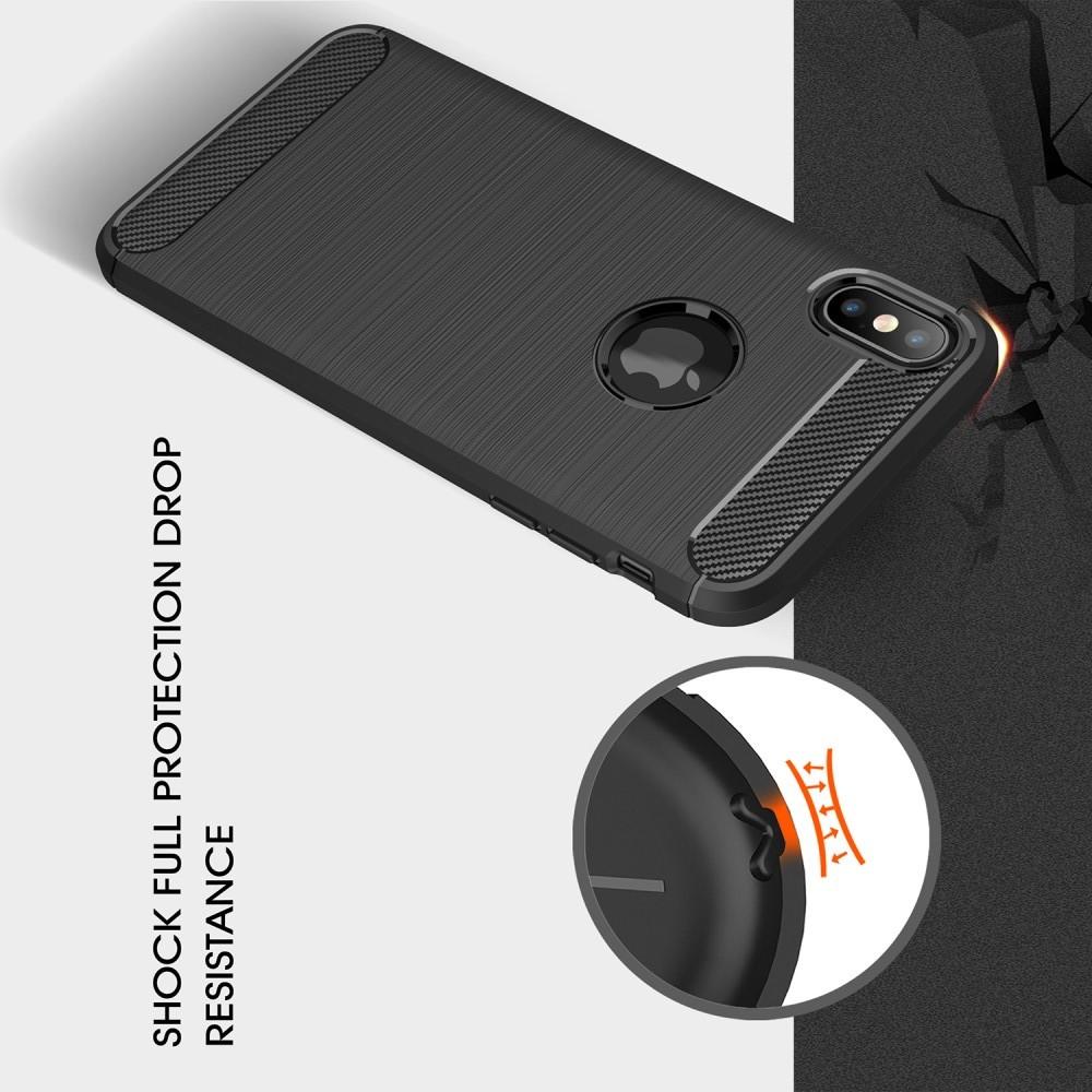 Carbon Fibre Силиконовый матовый бампер чехол для iPhone XS Max Коралловый
