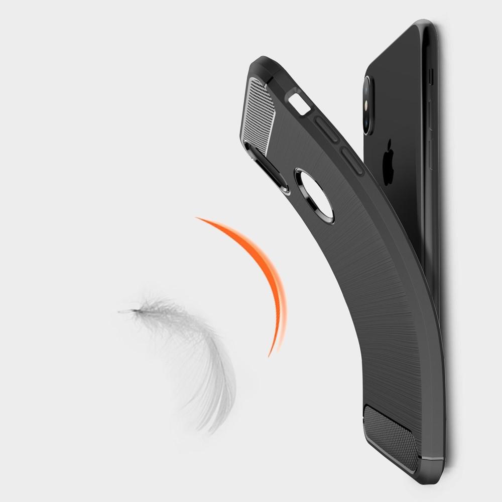 Carbon Fibre Силиконовый матовый бампер чехол для iPhone XS Max Черный