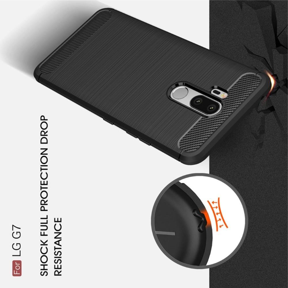 Carbon Fibre Силиконовый матовый бампер чехол для LG G7 ThinQ Серый