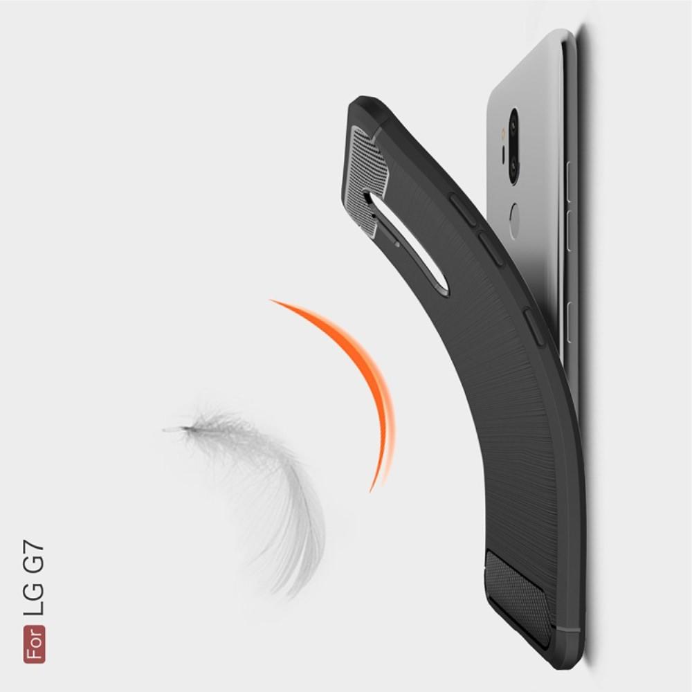 Carbon Fibre Силиконовый матовый бампер чехол для LG G7 ThinQ Синий