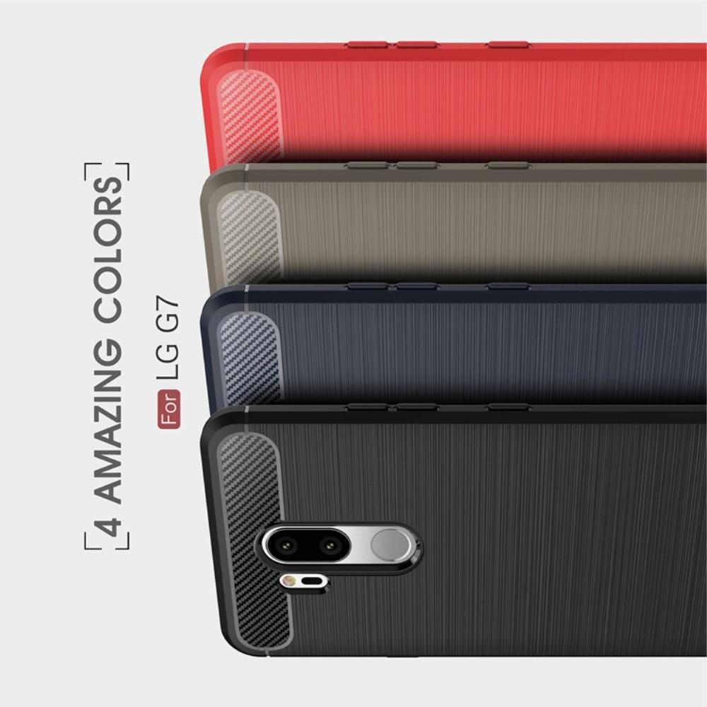 Carbon Fibre Силиконовый матовый бампер чехол для LG G7 ThinQ Черный