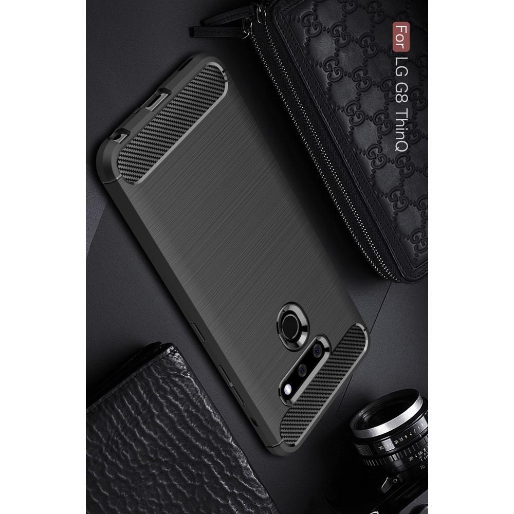Carbon Fibre Силиконовый матовый бампер чехол для LG G8 ThinQ Черный