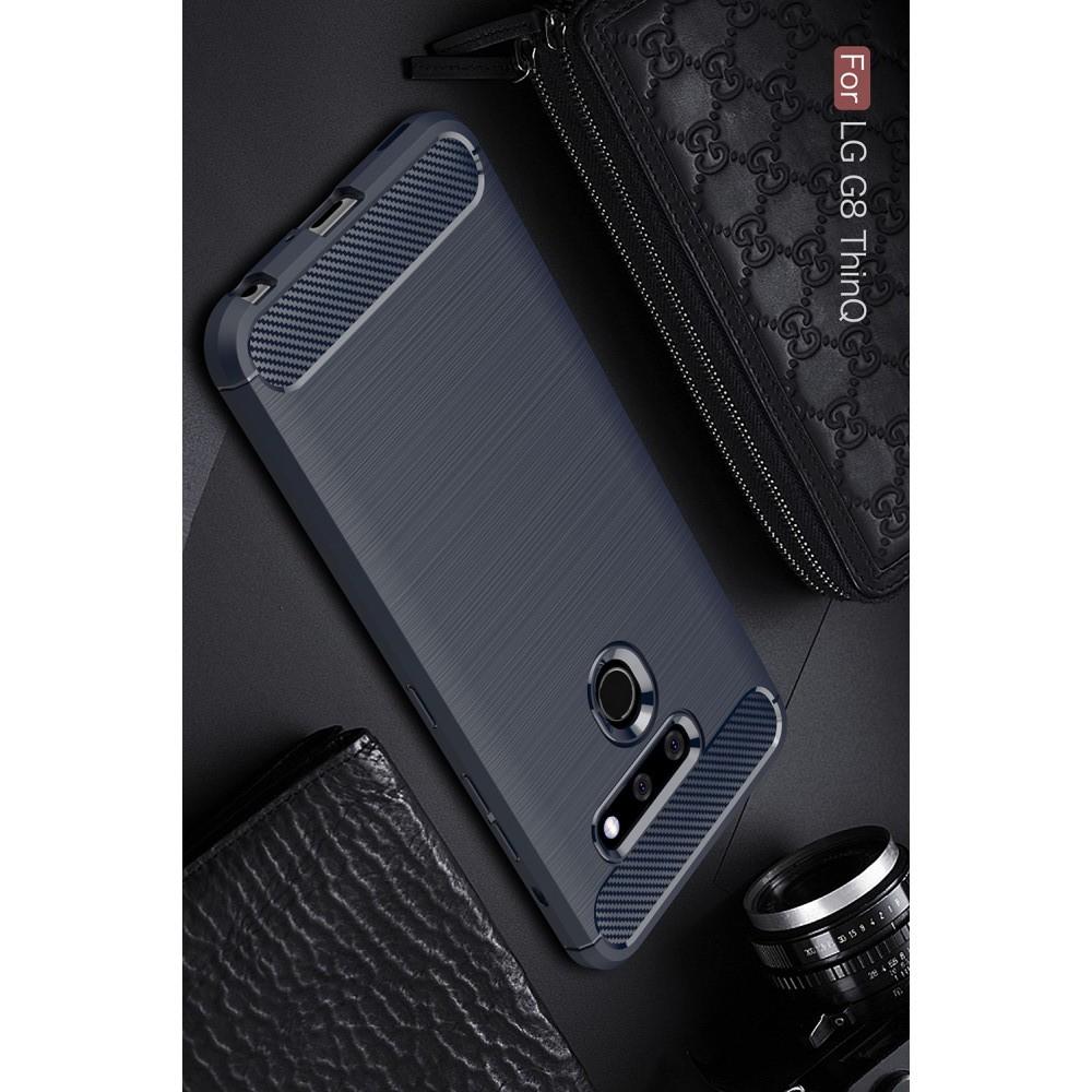 Carbon Fibre Силиконовый матовый бампер чехол для LG G8 ThinQ Синий