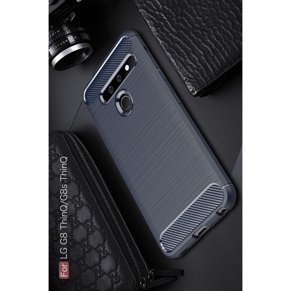 Carbon Fibre Силиконовый матовый бампер чехол для LG G8s ThinQ Синий