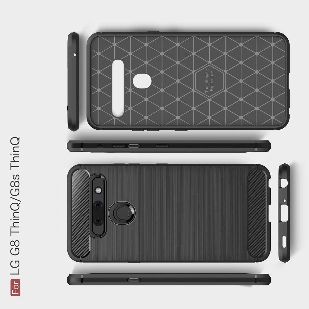Carbon Fibre Силиконовый матовый бампер чехол для LG G8s ThinQ Черный