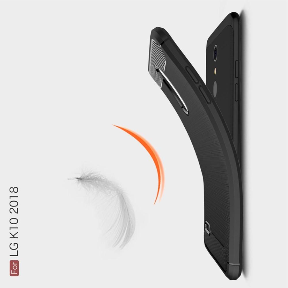 Carbon Fibre Силиконовый матовый бампер чехол для LG K11 Черный