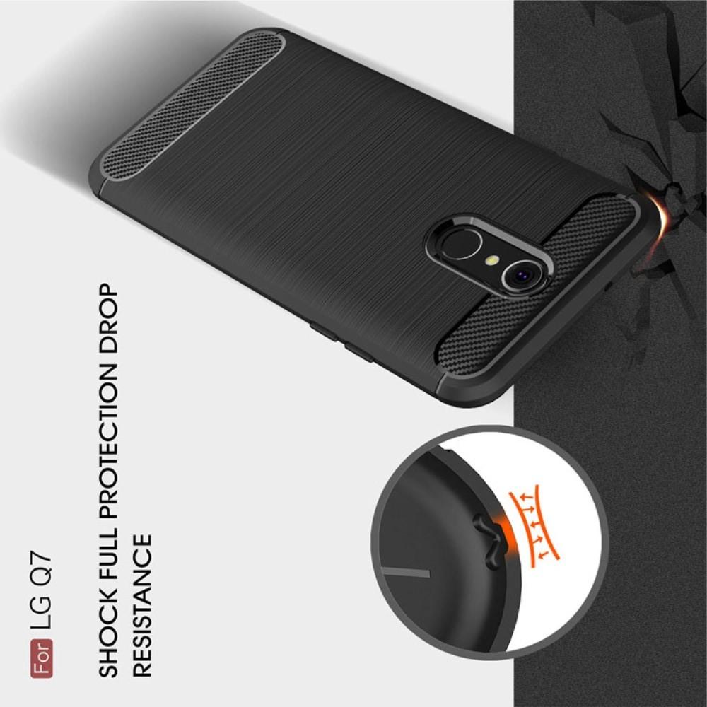 Carbon Fibre Силиконовый матовый бампер чехол для LG Q7 / Q7+ / Q7a Серый