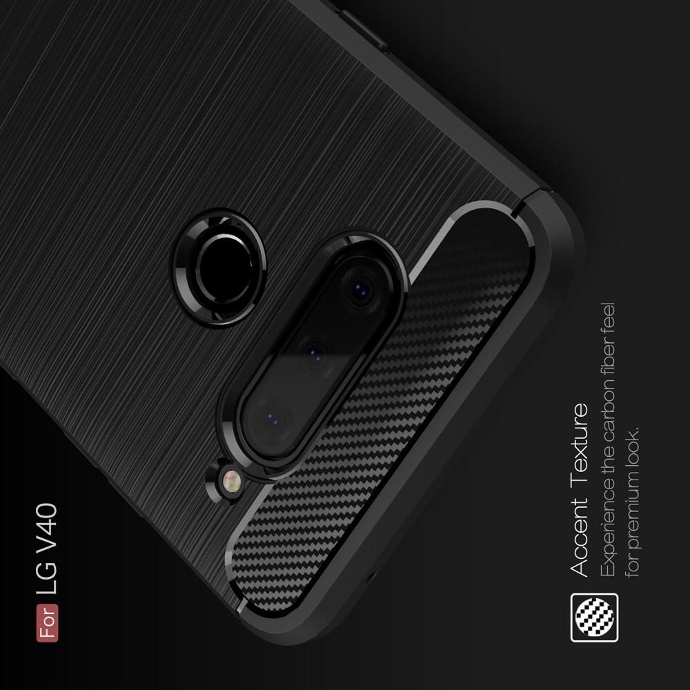 Carbon Fibre Силиконовый матовый бампер чехол для LG V40 ThinQ Черный