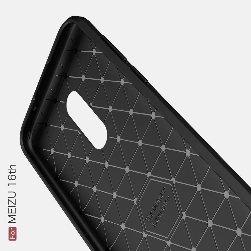 Carbon Fibre Силиконовый матовый бампер чехол для Meizu 16 Черный