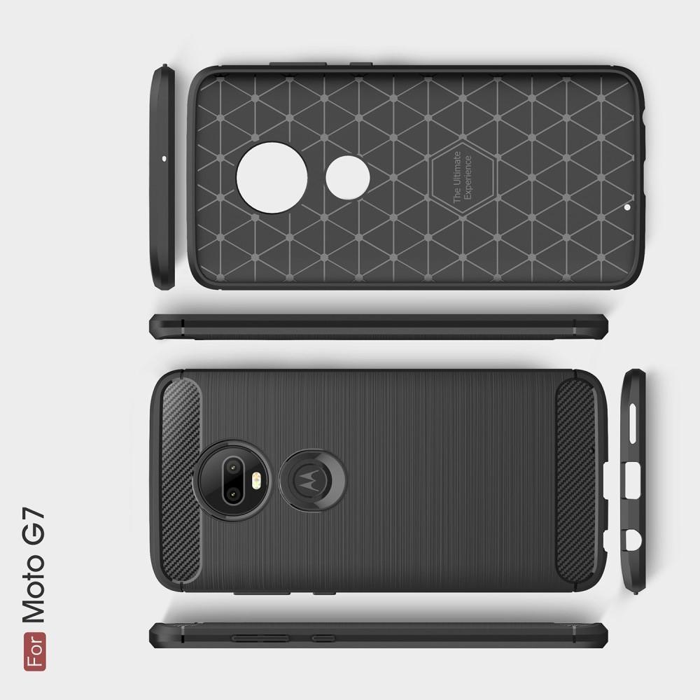 Carbon Fibre Силиконовый матовый бампер чехол для Motorola Moto G7 Черный