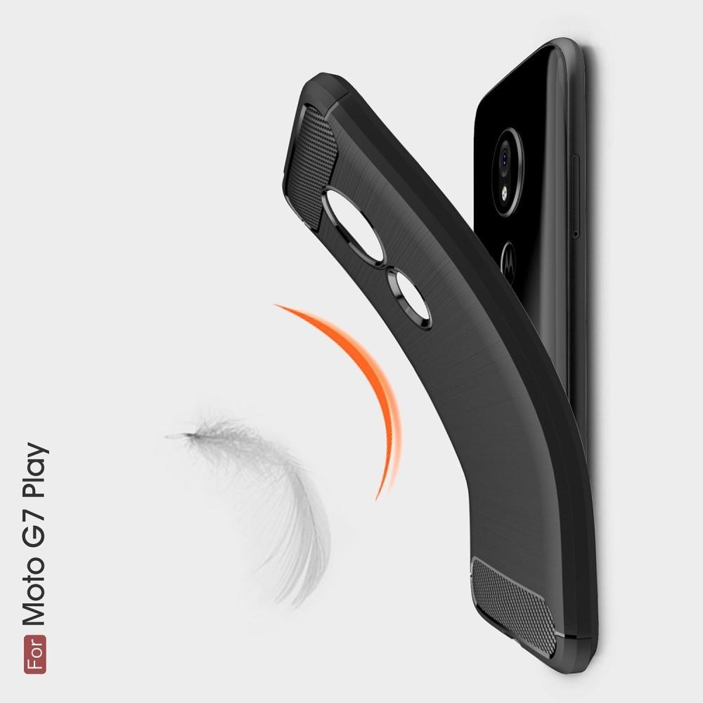 Carbon Fibre Силиконовый матовый бампер чехол для Motorola Moto G7 Play Серый