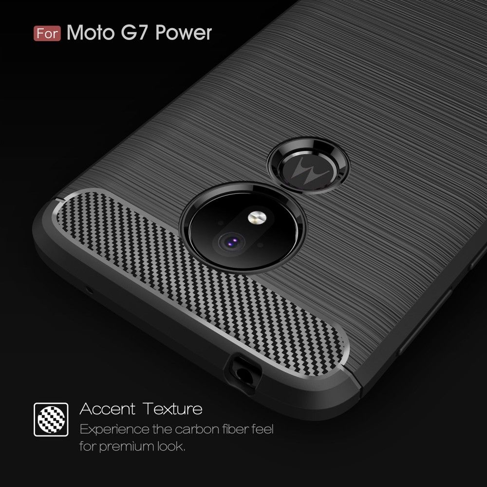 Carbon Fibre Силиконовый матовый бампер чехол для Motorola Moto G7 Power Черный
