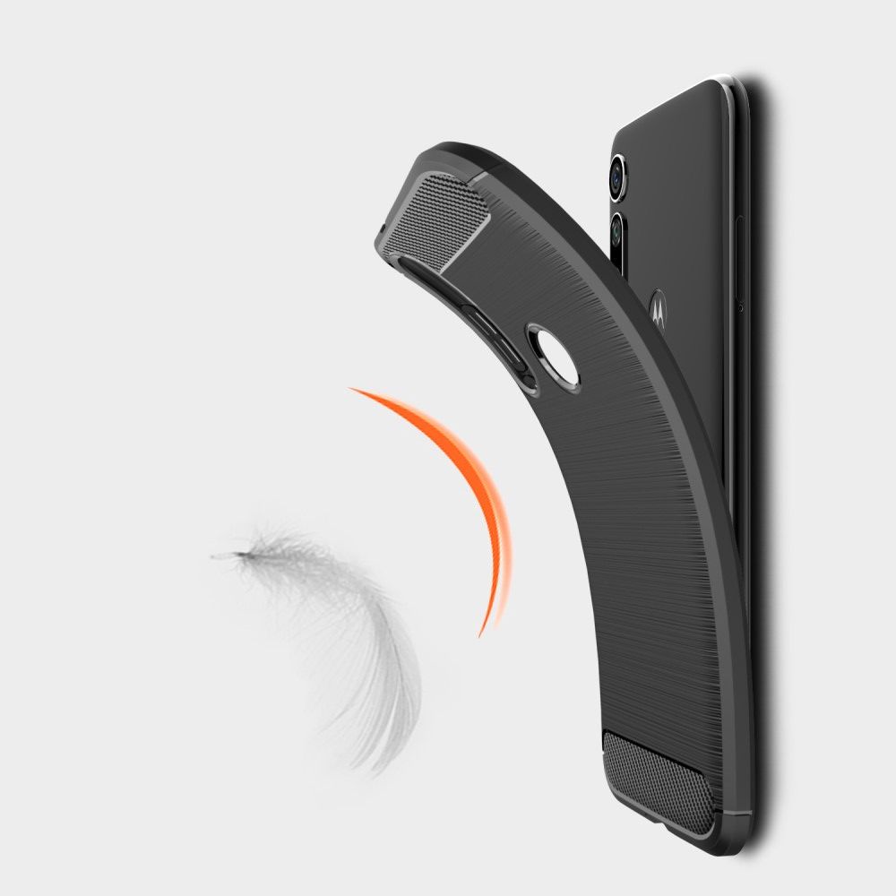 Carbon Fibre Силиконовый матовый бампер чехол для Motorola Moto G8 Plus Синий