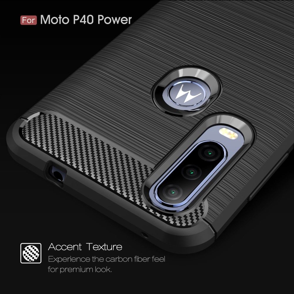 Carbon Fibre Силиконовый матовый бампер чехол для Motorola One Action Синий