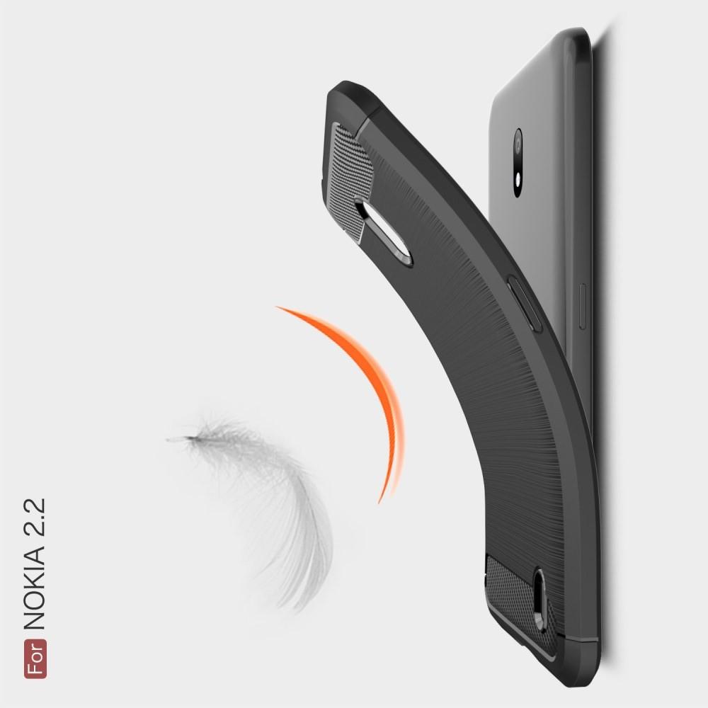 Carbon Fibre Силиконовый матовый бампер чехол для Nokia 2.2 Черный
