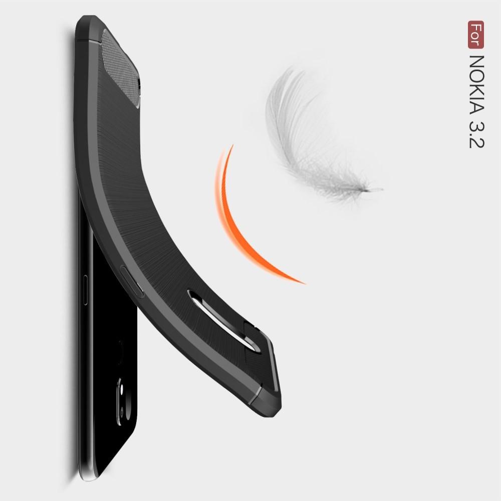 Carbon Fibre Силиконовый матовый бампер чехол для Nokia 3.2 Черный