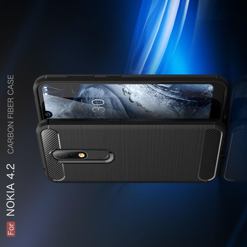 Carbon Fibre Силиконовый матовый бампер чехол для Nokia 4.2 Черный