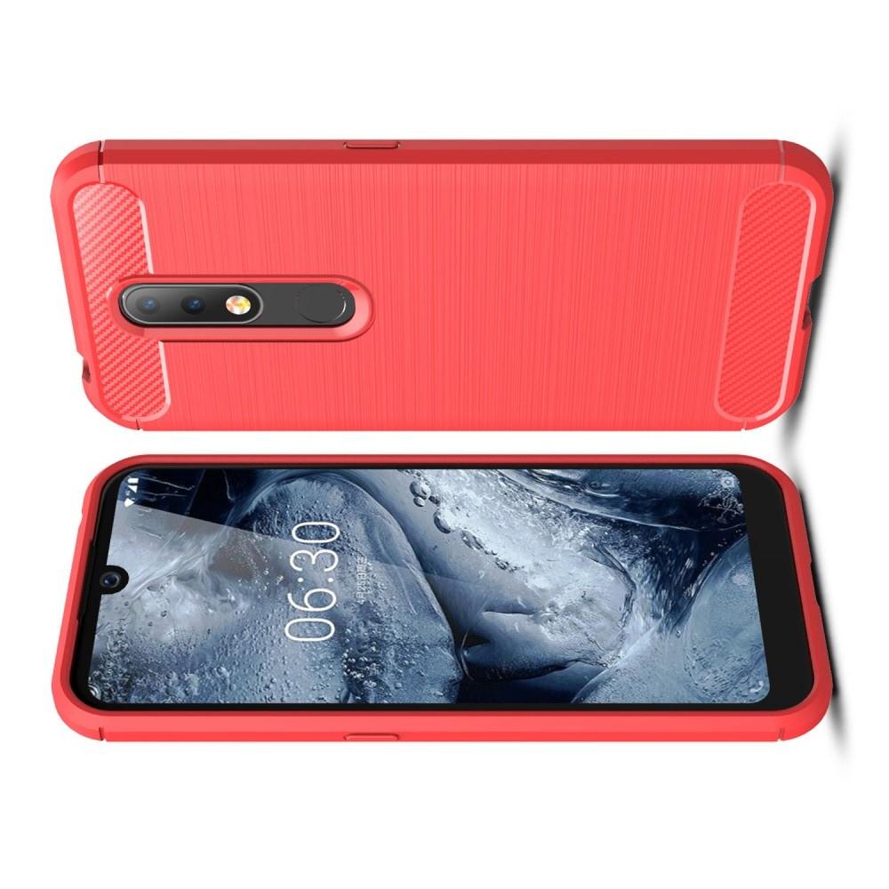 Carbon Fibre Силиконовый матовый бампер чехол для Nokia 4.2 Коралловый