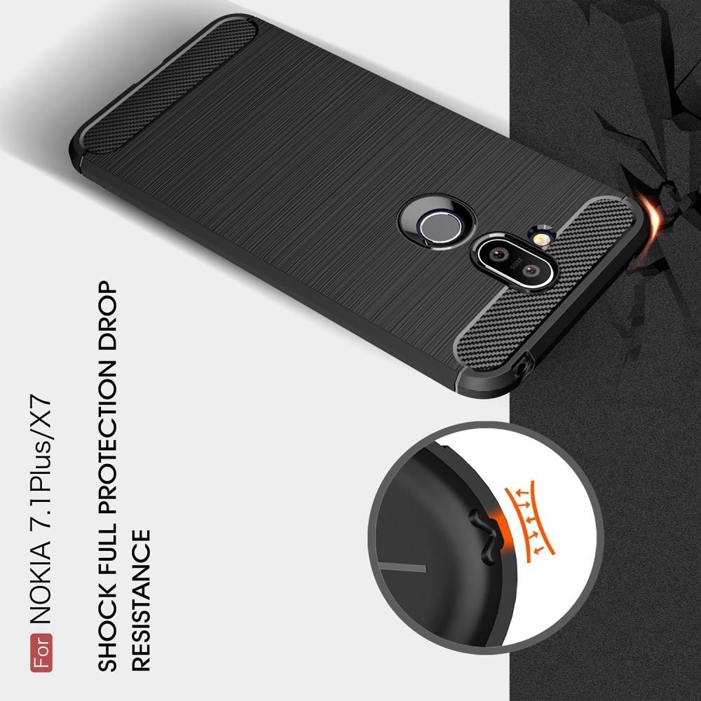 Carbon Fibre Силиконовый матовый бампер чехол для Nokia 8.1 Черный