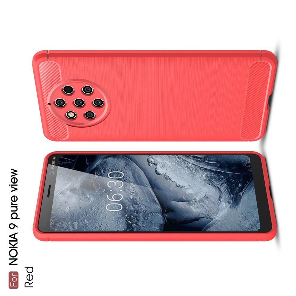 Carbon Fibre Силиконовый матовый бампер чехол для Nokia 9 PureView Коралловый