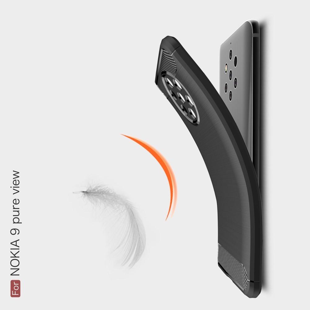 Carbon Fibre Силиконовый матовый бампер чехол для Nokia 9 PureView Черный