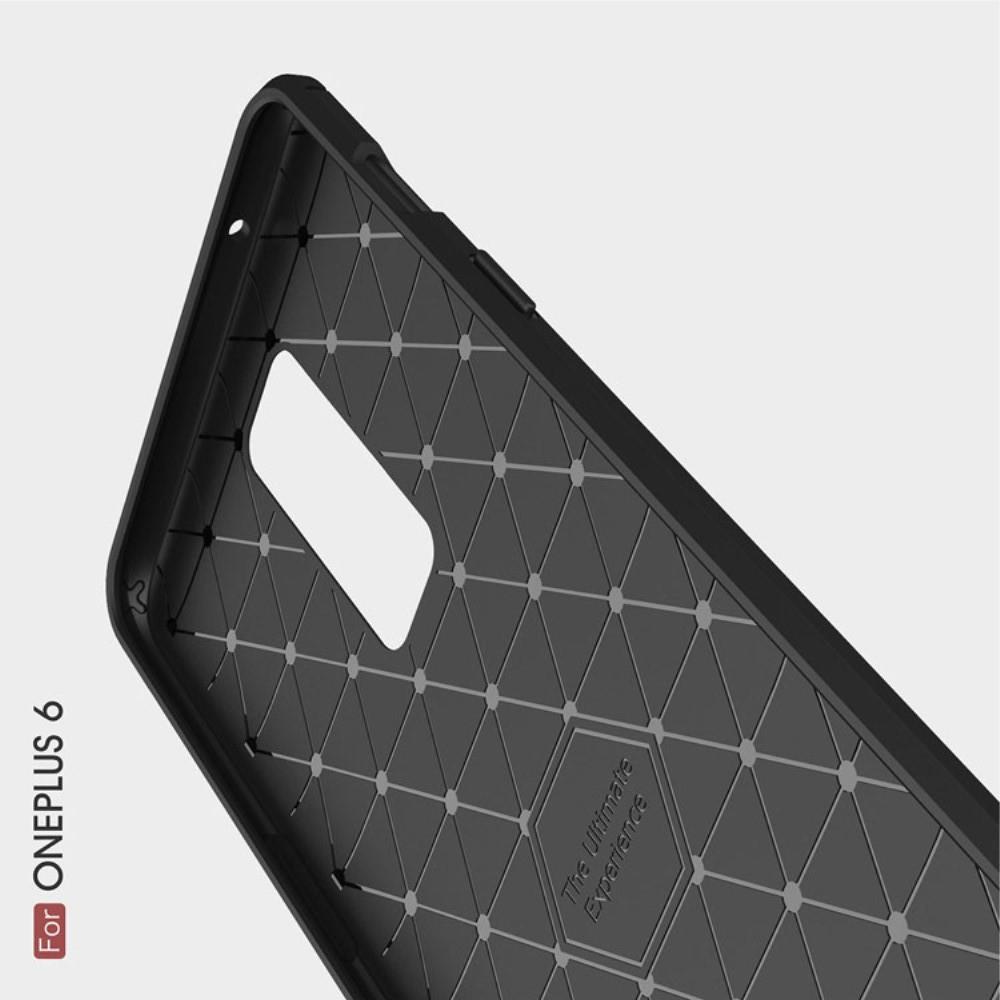 Carbon Fibre Силиконовый матовый бампер чехол для OnePlus 6 Синий