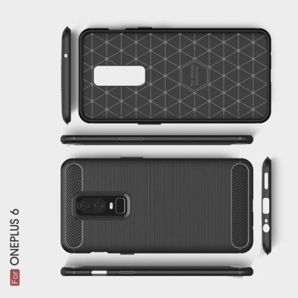 Carbon Fibre Силиконовый матовый бампер чехол для OnePlus 6 Коралловый
