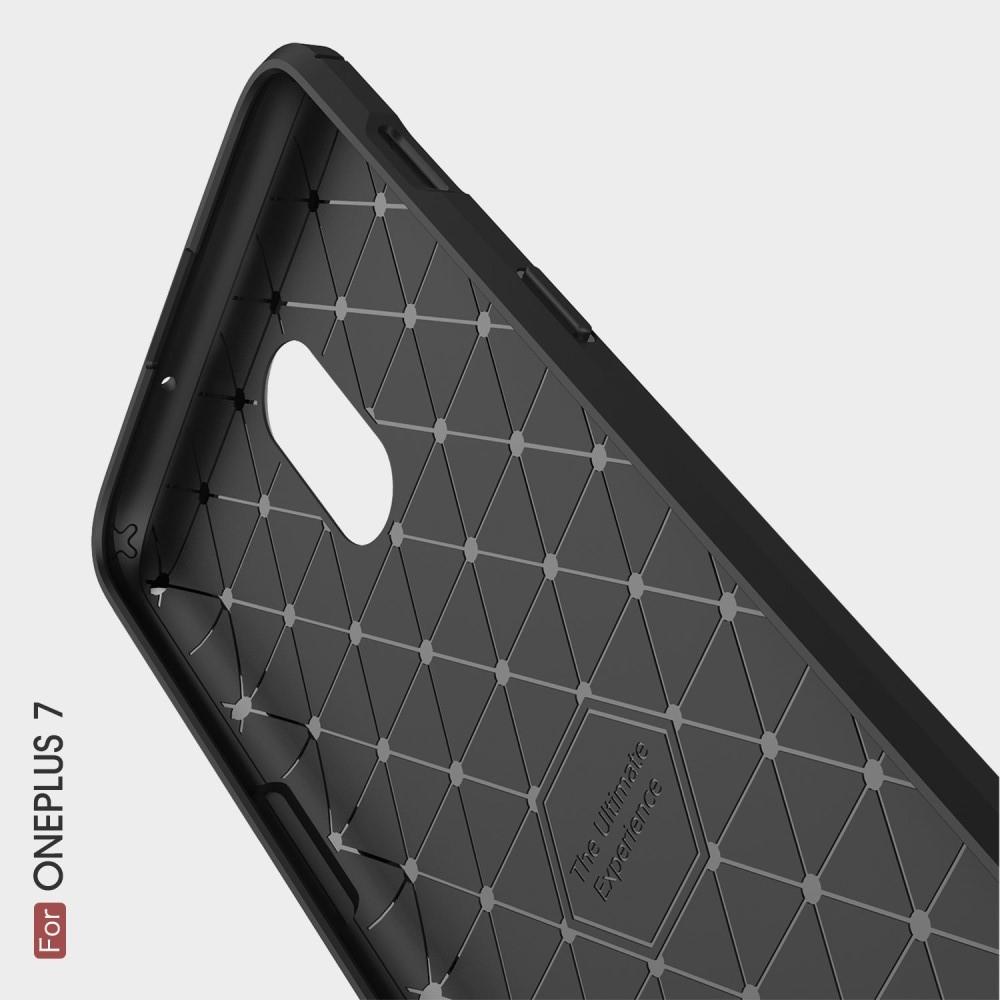 Carbon Fibre Силиконовый матовый бампер чехол для OnePlus 7 Коралловый