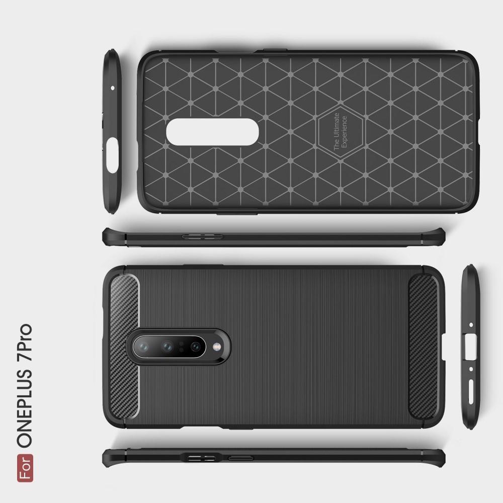 Carbon Fibre Силиконовый матовый бампер чехол для OnePlus 7 Pro Черный