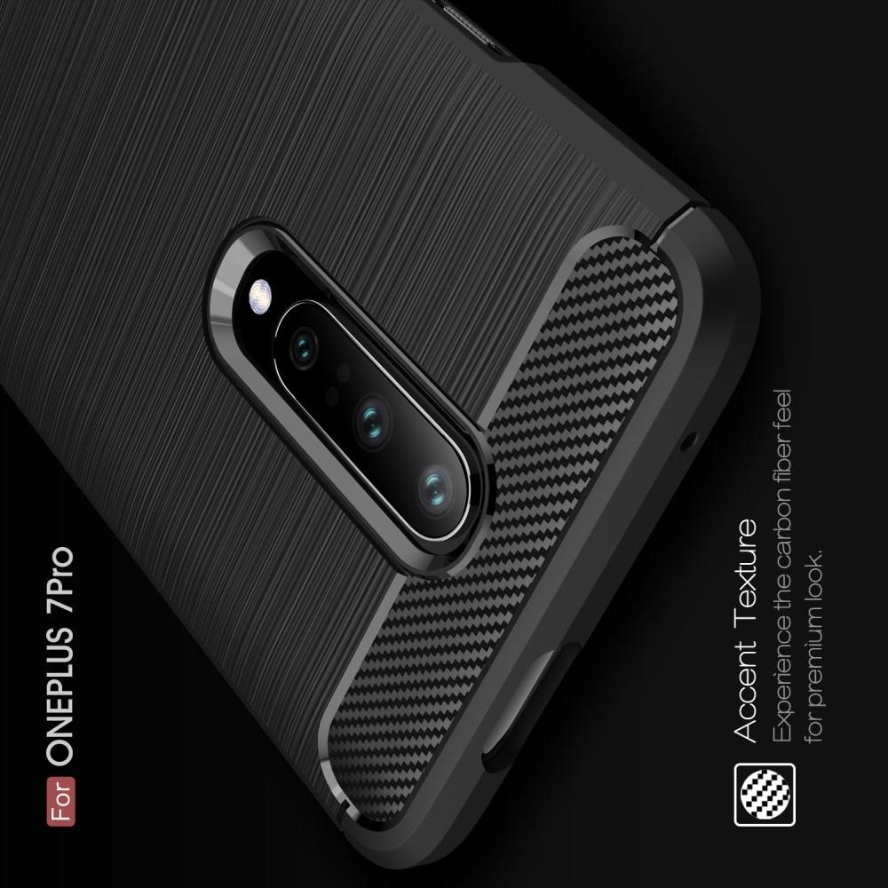 Carbon Fibre Силиконовый матовый бампер чехол для OnePlus 7 Pro Черный