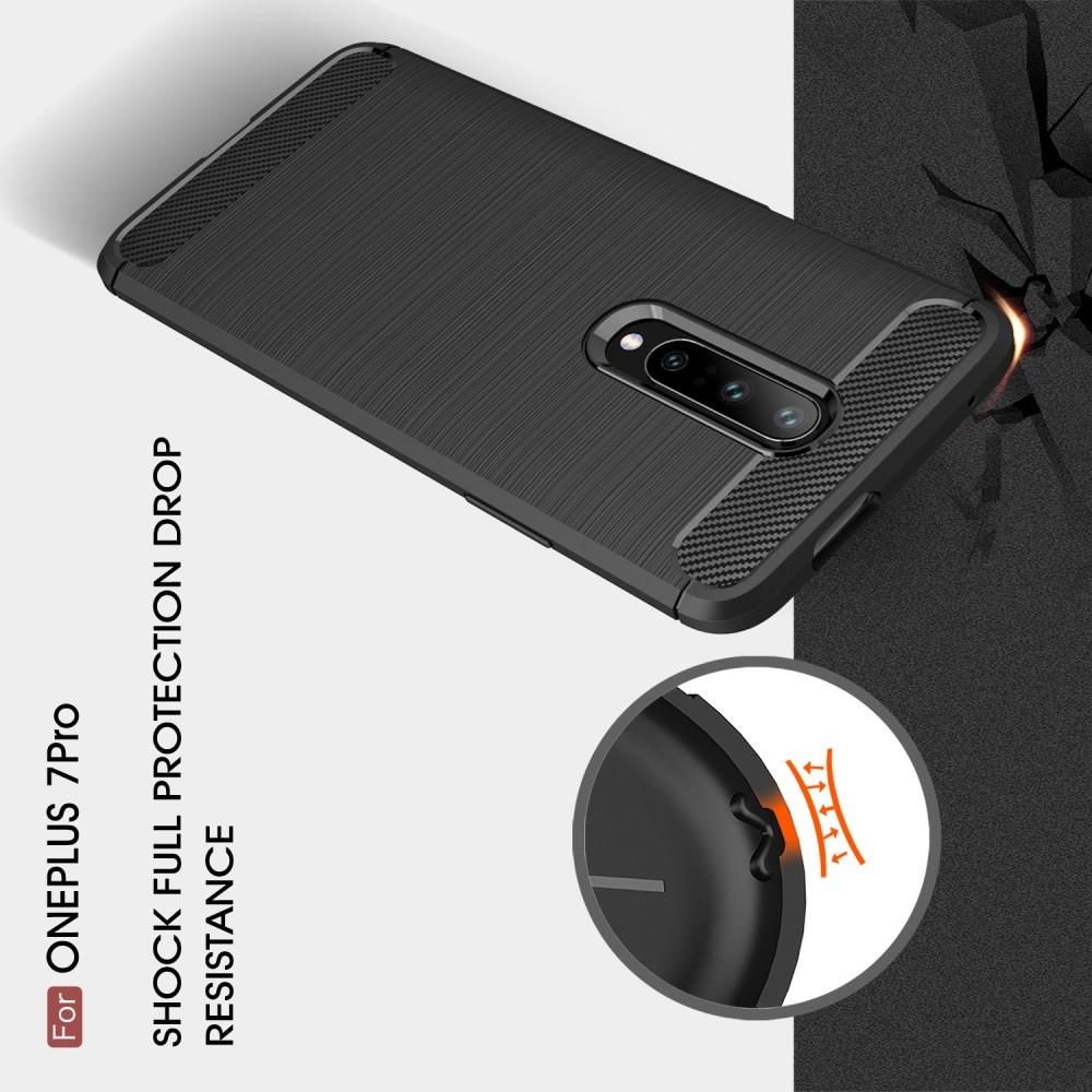 Carbon Fibre Силиконовый матовый бампер чехол для OnePlus 7 Pro Синий