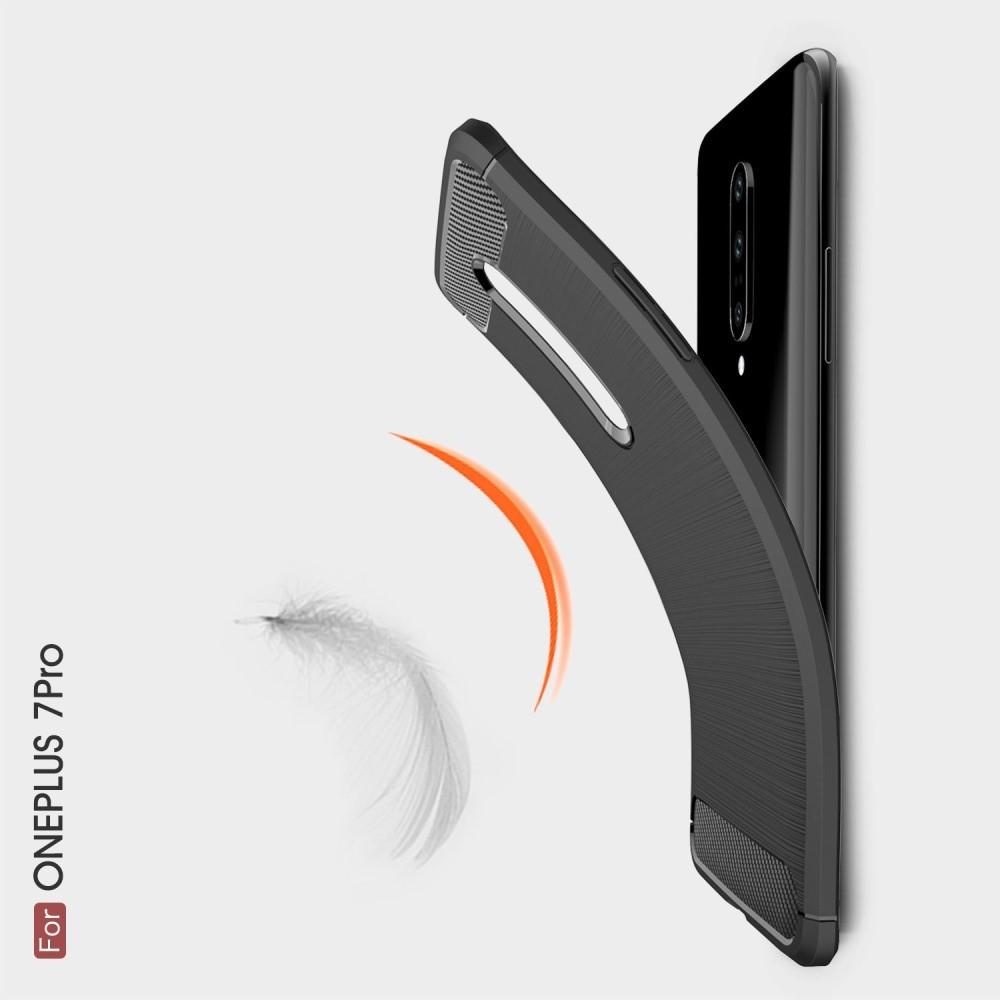 Carbon Fibre Силиконовый матовый бампер чехол для OnePlus 7 Pro Синий