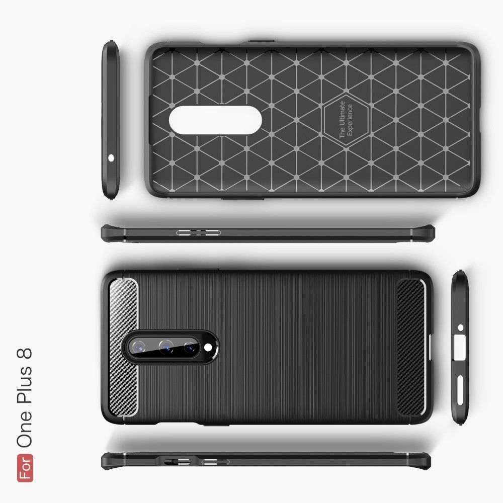 Carbon Fibre Силиконовый матовый бампер чехол для OnePlus 8 Синий