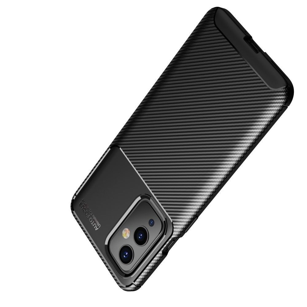 Carbon Fibre Силиконовый матовый бампер чехол для OnePlus 9 Черный
