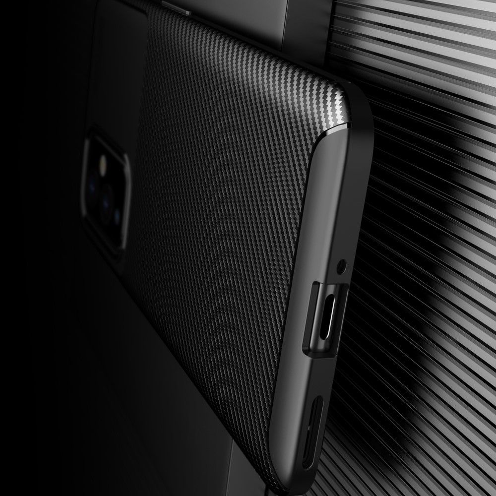 Carbon Fibre Силиконовый матовый бампер чехол для OnePlus 9 Черный