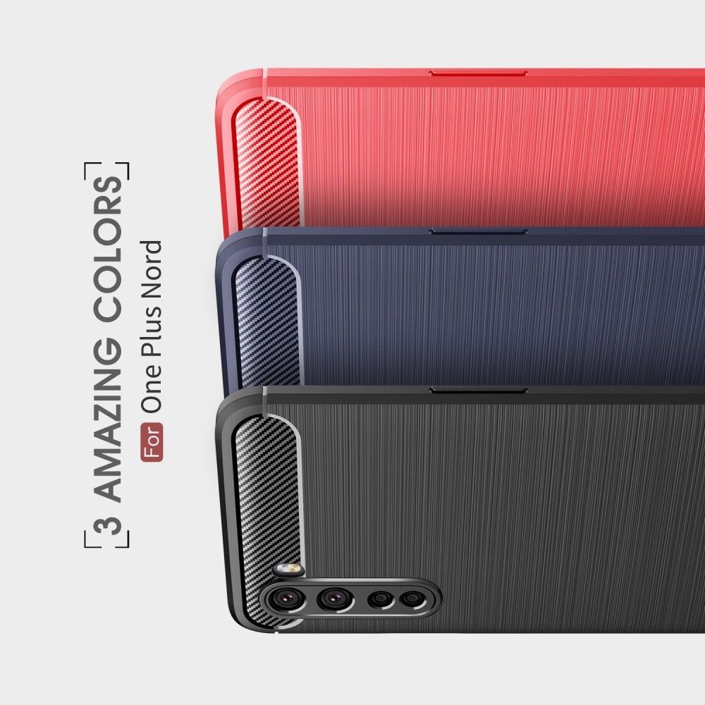 Carbon Fibre Силиконовый матовый бампер чехол для OnePlus NORD Черный