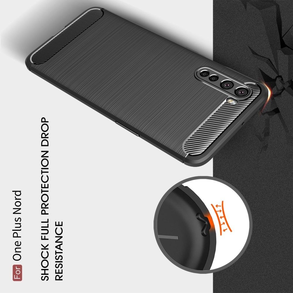 Carbon Fibre Силиконовый матовый бампер чехол для OnePlus NORD Черный