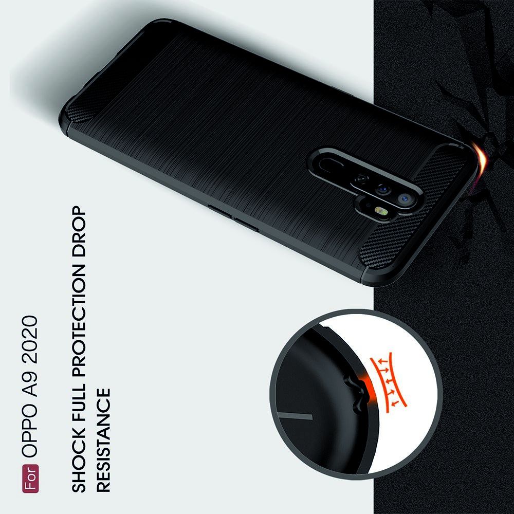 Carbon Fibre Силиконовый матовый бампер чехол для Oppo A5 (2020) / Oppo A9 (2020) Красный