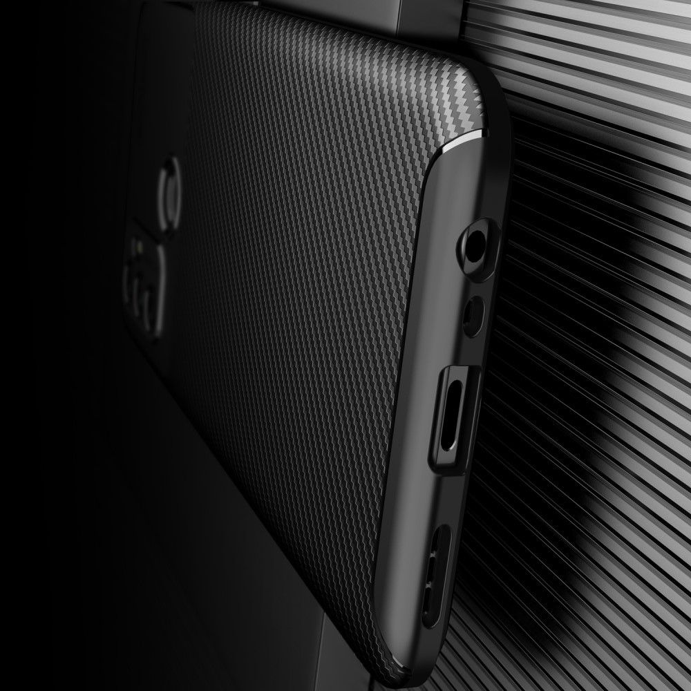Carbon Fibre Силиконовый матовый бампер чехол для Oppo A53 (2020) Черный