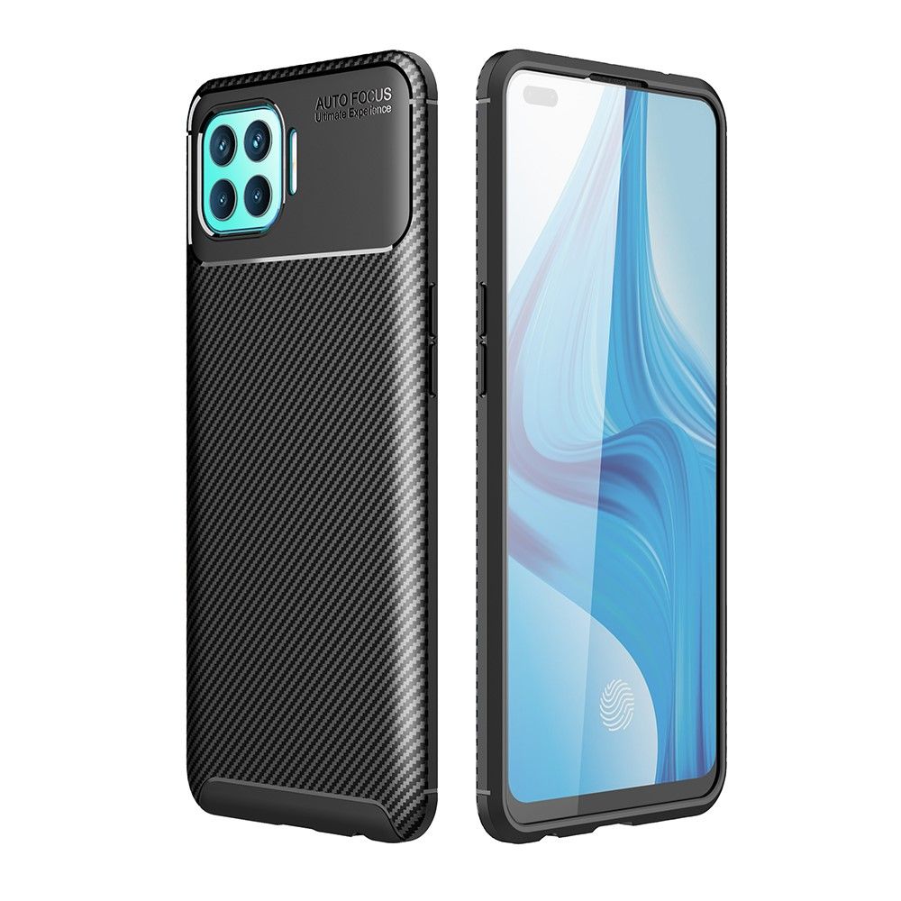 Carbon Fibre Силиконовый матовый бампер чехол для OPPO Reno 4 Lite Черный -  CatCase