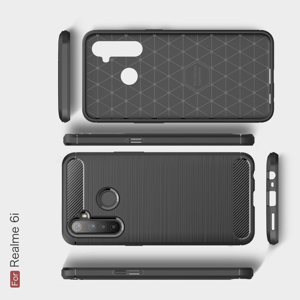 Carbon Fibre Силиконовый матовый бампер чехол для Realme 6i Синий