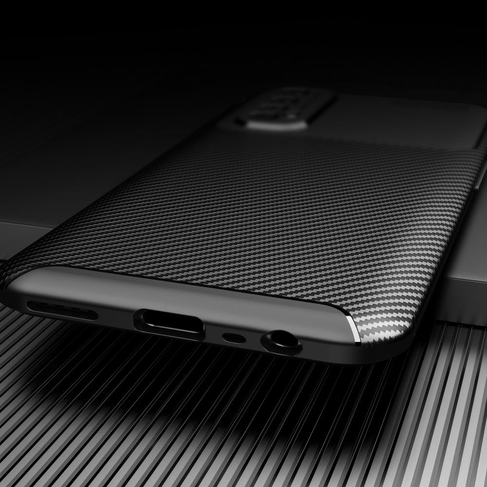 Carbon Fibre Силиконовый матовый бампер чехол для Realme 7 Черный