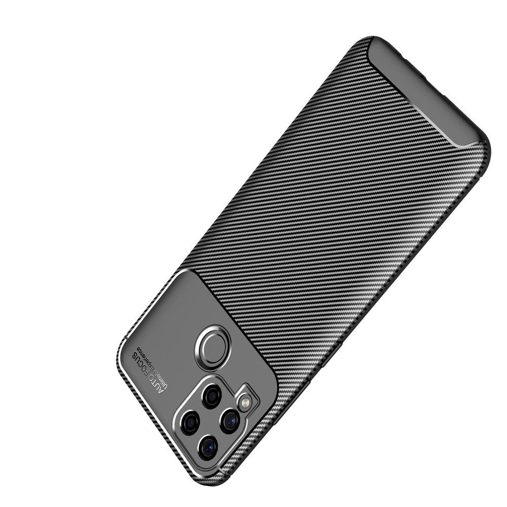 Carbon Fibre Силиконовый матовый бампер чехол для Realme C15 Черный