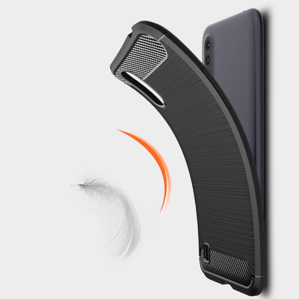 Carbon Fibre Силиконовый матовый бампер чехол для Samsung Galaxy A01 Красный