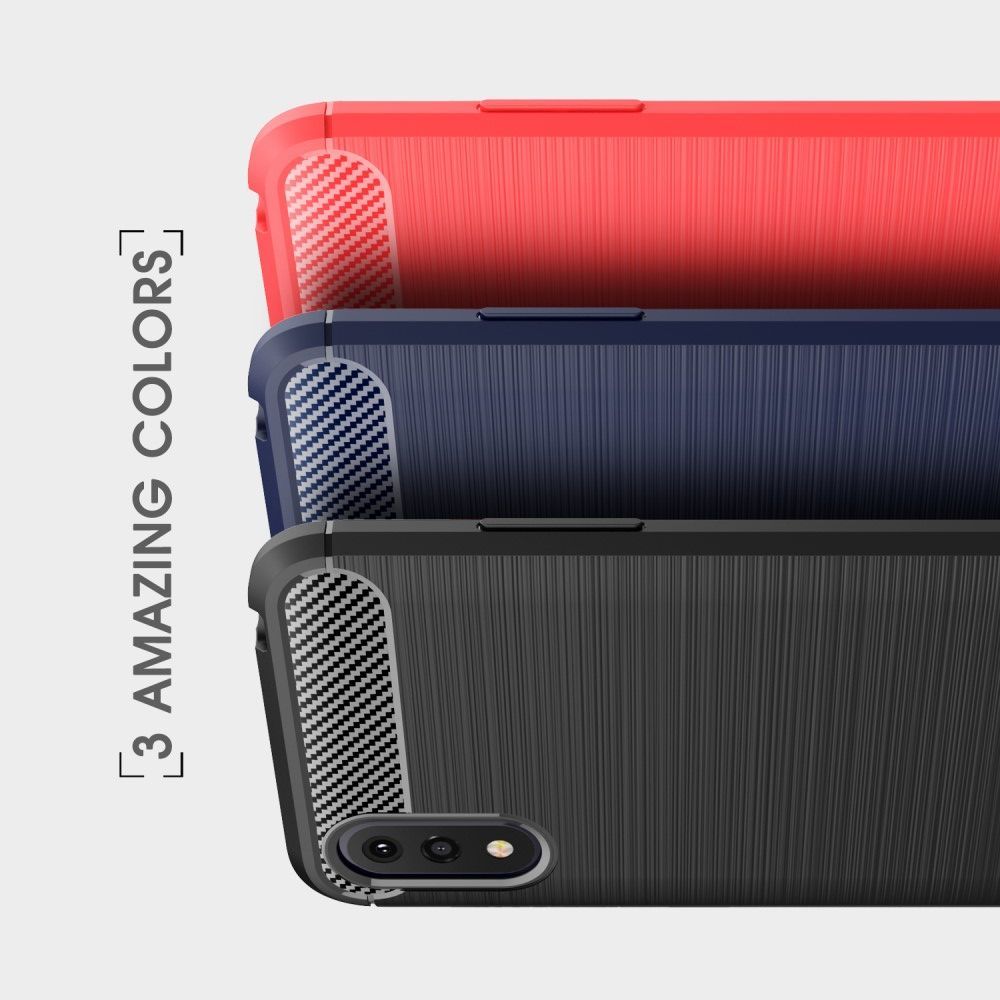 Carbon Fibre Силиконовый матовый бампер чехол для Samsung Galaxy A01 Красный