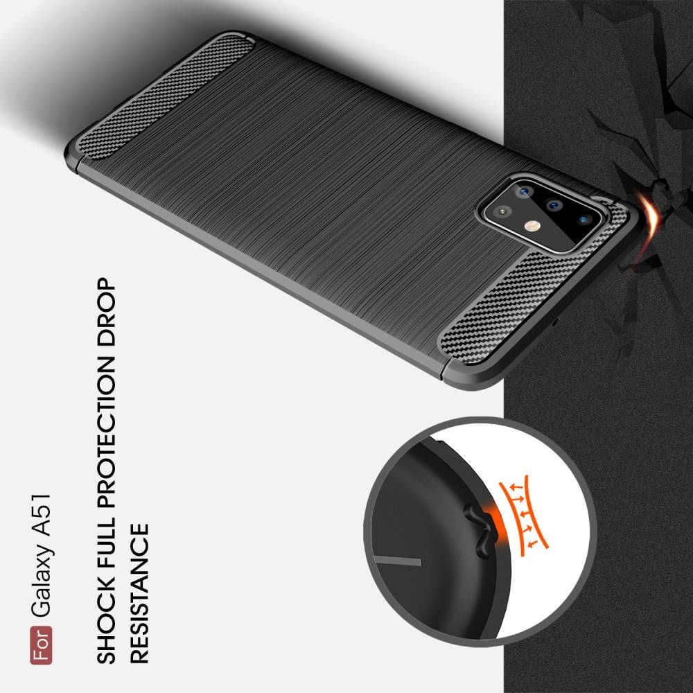 Carbon Fibre Силиконовый матовый бампер чехол для Samsung Galaxy A51 Красный