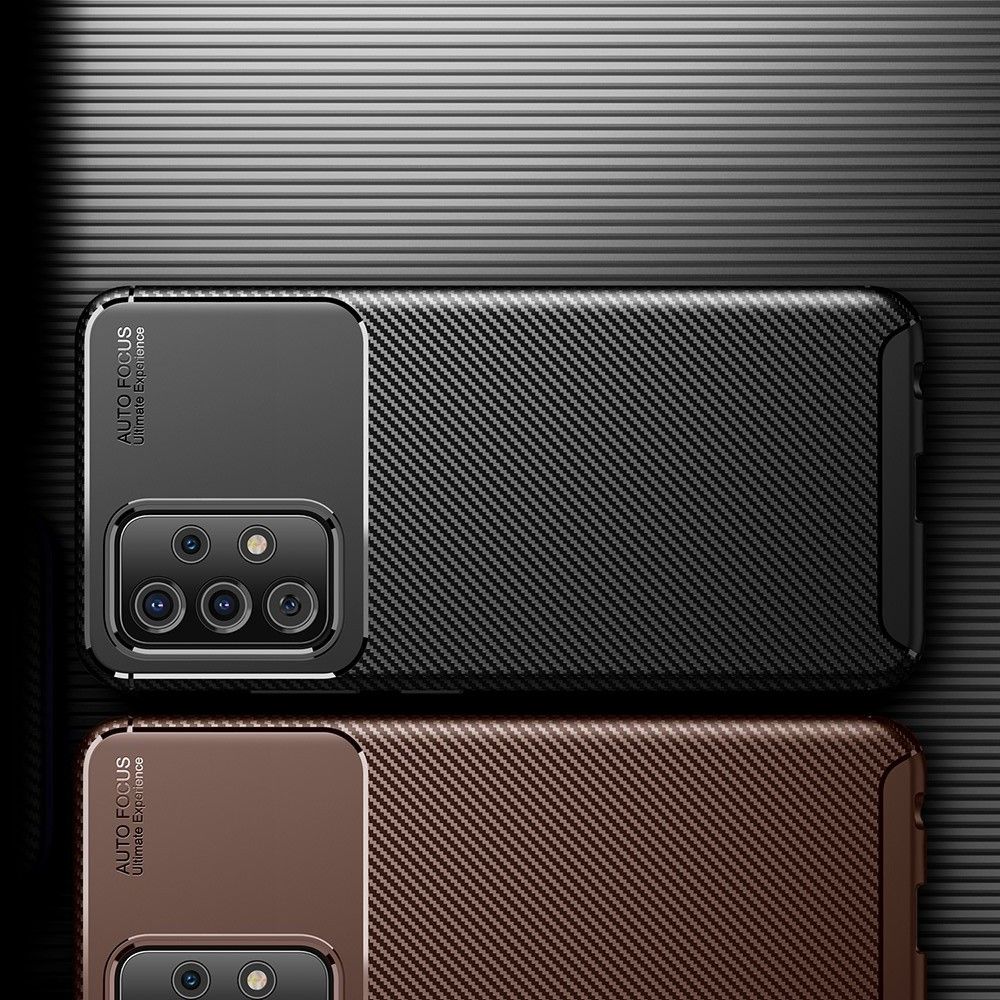 Carbon Fibre Силиконовый матовый бампер чехол для Samsung Galaxy A52 Черный