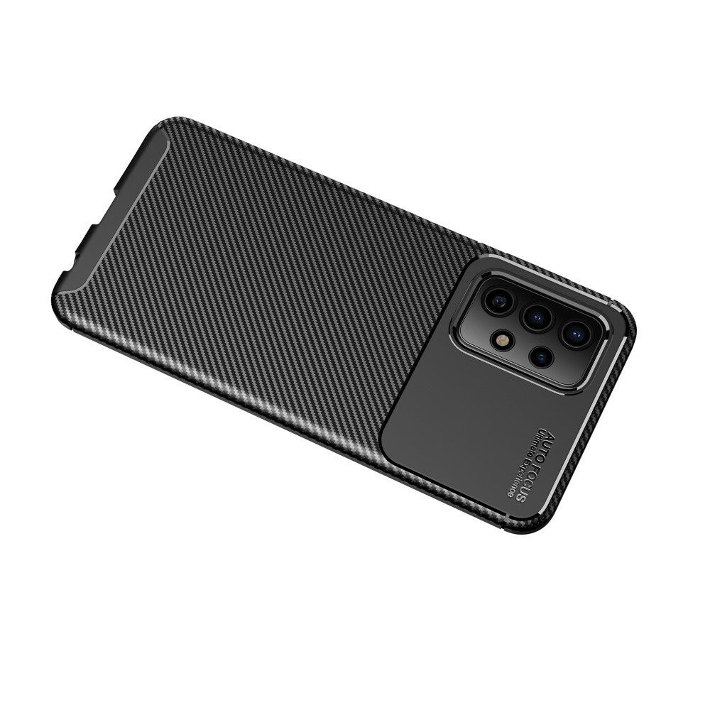 Carbon Fibre Силиконовый матовый бампер чехол для Samsung Galaxy A52 Черный