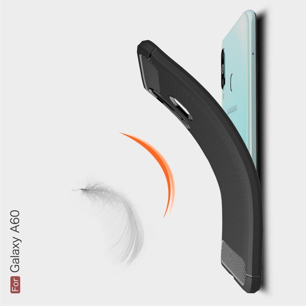Carbon Fibre Силиконовый матовый бампер чехол для Samsung Galaxy A60 Коралловый